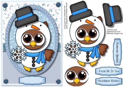 Cute Owl in a Snowmas Suit
