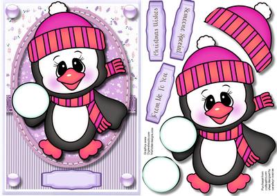 Cute Penquin and His Snowball 