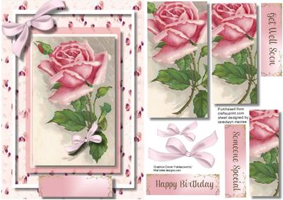 Lovely Pink Rose in a Flower Frame, Pyramid