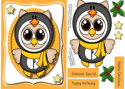 Birthday or Christmas Cute Owl in a Duck Cuit