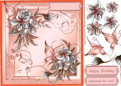 Butterflies and Flowers in Pink