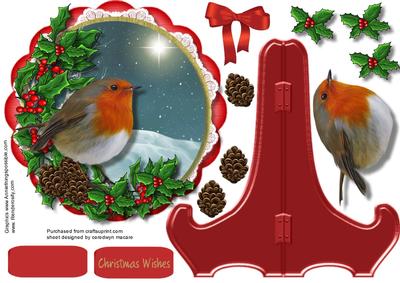 Beautiful Red Plate and Stand with Robin