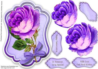 Beautiful Lilac Roses on a Ornate Tag