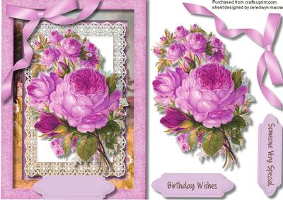 Beautiful Lilac Roses in a Lace Frame 