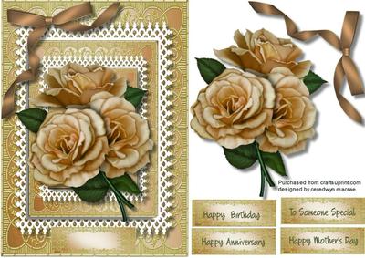 Beautiful Gold Roses on a Double Lace Frame 