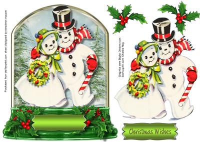 Beautiful Globe with Snowmen Couple 