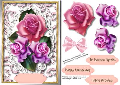 Beautiful Roses on Lace and Scrollwork