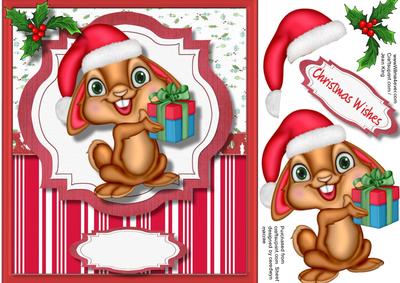 Christmas Bunny with His Present