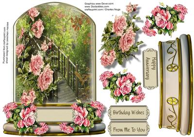 Beautiful Globe , with Pink Roses Over the Bridge 