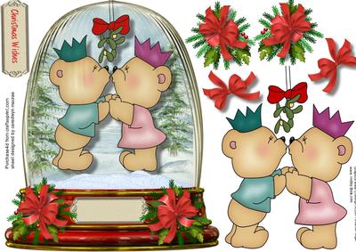Lovely Snow Globe with Kissing Bears 