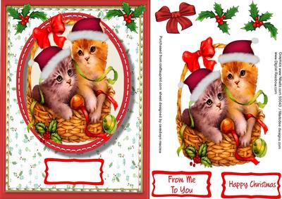 Two Lovely Christmas Kitties in a Basket