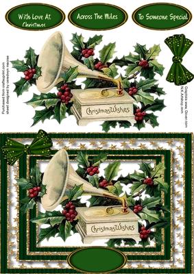 Beautiful Holly in a Gold and Green Star Frame
