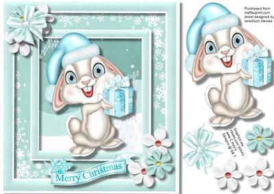 Cute Bunny with His Christmas Gift