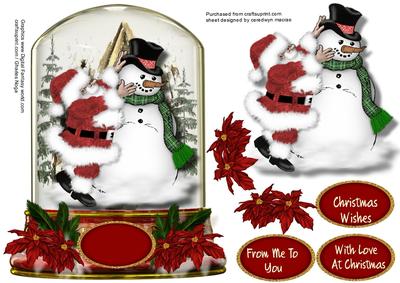 Lovely Snow Globe with Santa Dressing the Snowman 