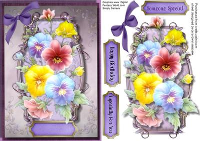 Beautiful Pansy's in a Ornate Frame 