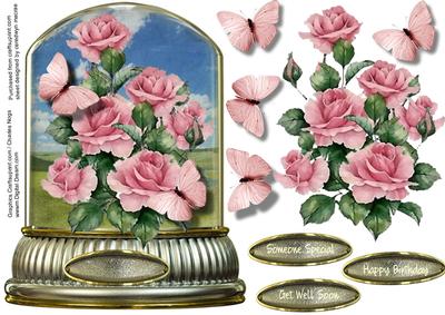 Beautiful Roses and Butterflies in a Globe