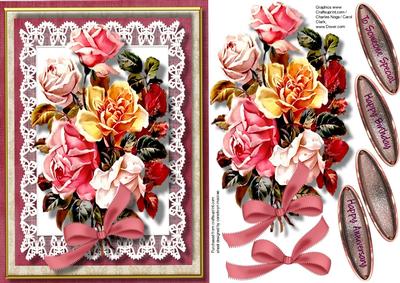 Stunning Roses on Lace 