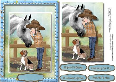 Beautiful Horse Whisperer in a Stitched Frame 