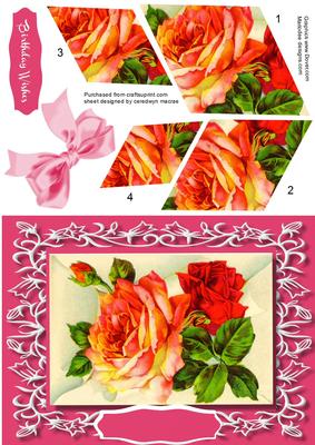 Beautiful Roses in a Diamond Pyramid 