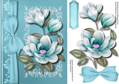 Beautiful Aquamarine Magnolias and Bow