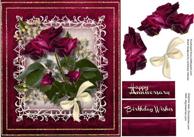 Beautiful Wine Roses on Baby's Breath 