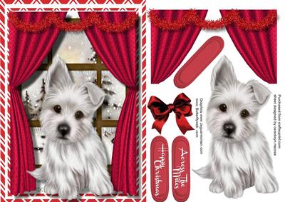 Beautiful Westie in the Christmas Window 