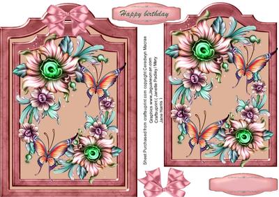Lovely Ornate Flowers in a Double Frame ,pink