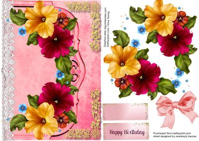 Beautiful Pink Envelope Card with Petunias