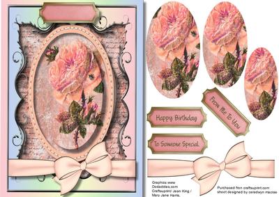 Beautiful Shabby Chic Rose in a Stitched Frame , Pyramid