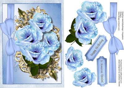 Beautiful Blue Open Roses and Baby's Breath
