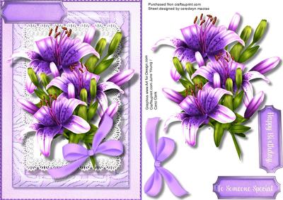 Beautiful Lilac Lillys on Butterfly Lace 