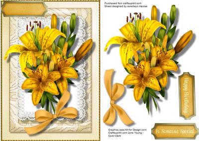 Beautiful Yellow Lillys on Butterfly Lace 