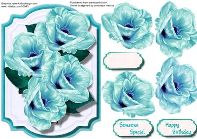 Beautiful Aquamarine Roses in a Bracket Frame 