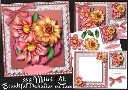 8x8 Mini Kit Beautiful Dahlias on Lace 