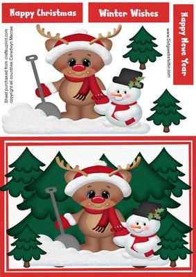 Reindeer and Snowman Digging