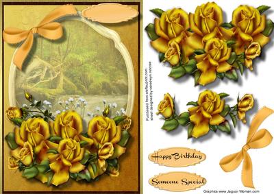 Beautiful Golden Roses with Scene 