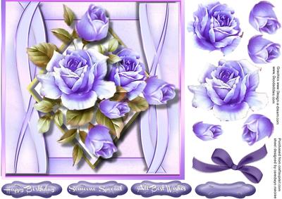 Beautiful Lilac Roses on a Diamond Plaque
