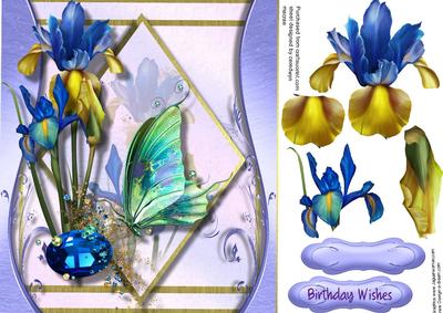 Beautiful Irises on a Diamond Mat 