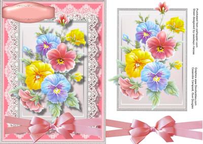 Beautiful Pansy's on Lace 
