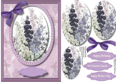 Beautiful Delphinium's in a Stitched Frame 