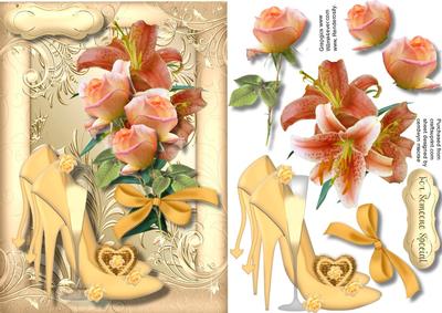 Beautiful Golden Shoes and Roses 