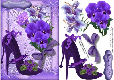 Beautiful Lilac Shoe with Roses and Pansy's
