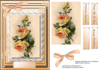 Beautiful Rose Topper and Card 