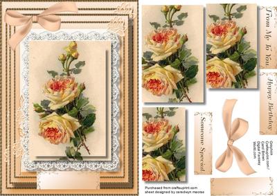 Beautiful Roses on Lace in Pyramid