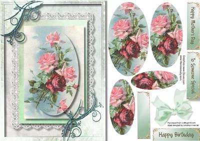 Beautiful Rose in a Green Marbled Frame 