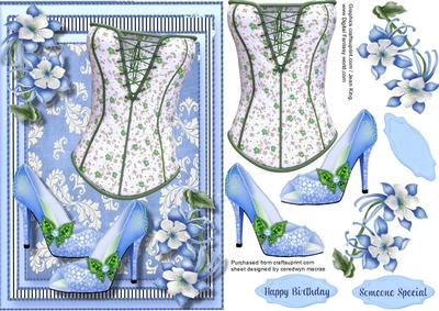 Bask, Shoes, and Fantasy Flowers , Blue