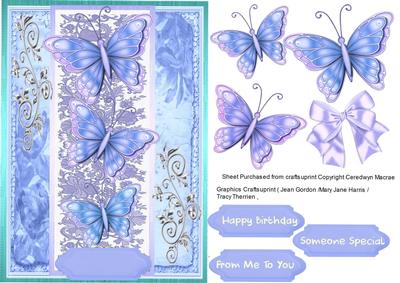 Beautiful Blue Butterfly's on Lace 