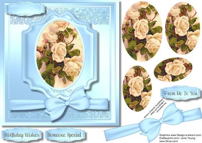 Beautiful Cream Rose in a Blue Cameo Plaque