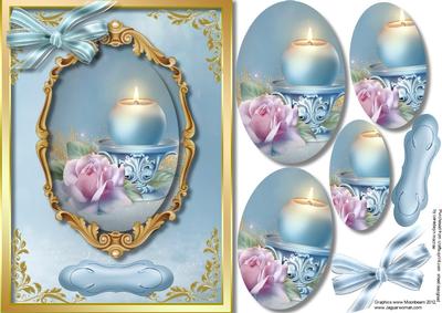 Beautiful Candle and Pink Blush Roses , Pyramid