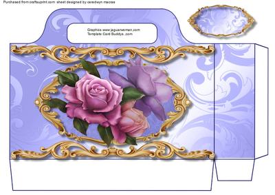 Lovely Deep Lilac Tote Bag with Roses, 